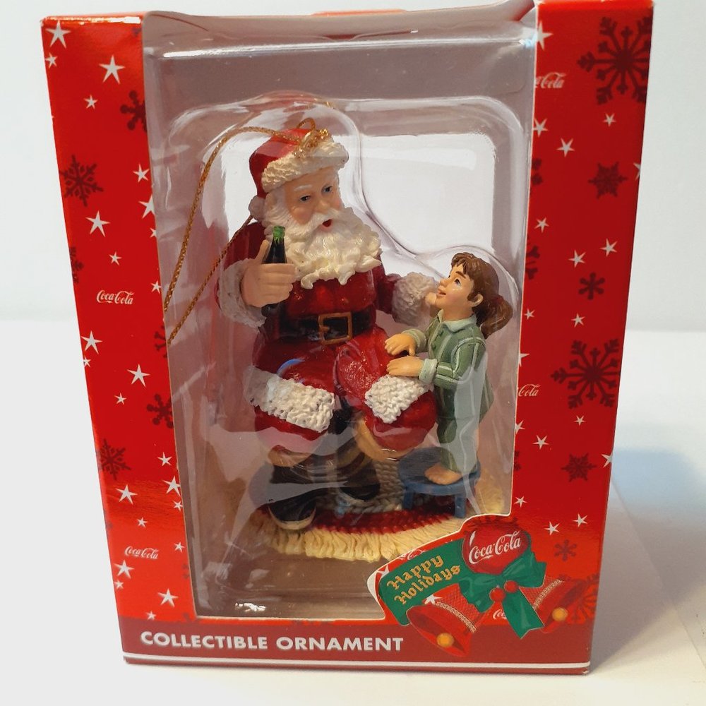 Trevco Coca-Cola Santa Visits Little Girl Ornament Collection NIB